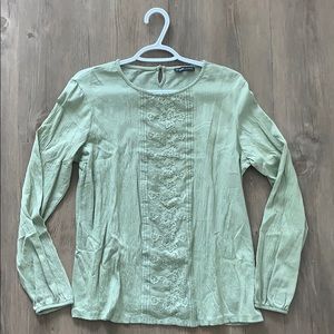 Crease textured Turquoise Long Sleeved Top